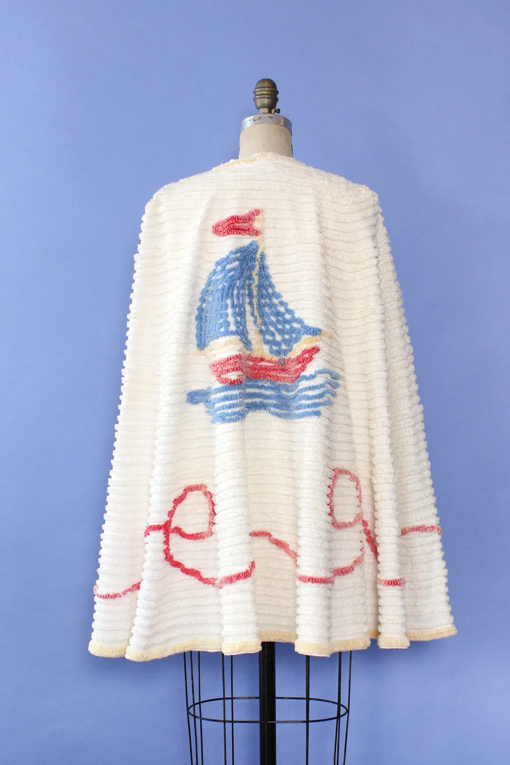 1930s Sailboat Chenille Beach Cape S-L