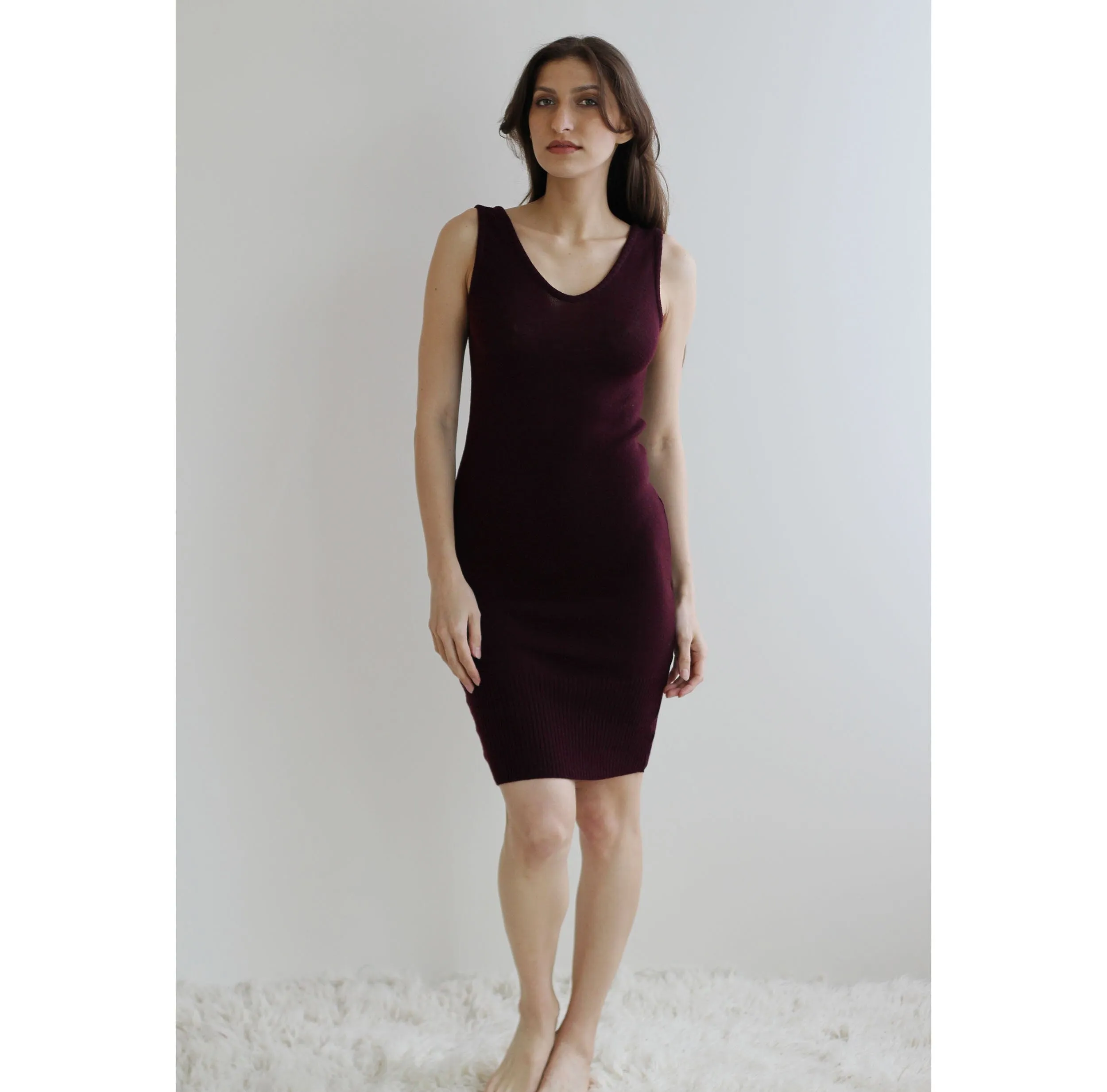 2 Piece Sweater Set, Merino Wool Hooded Cloak and Scoop Neck Dress, Size Small