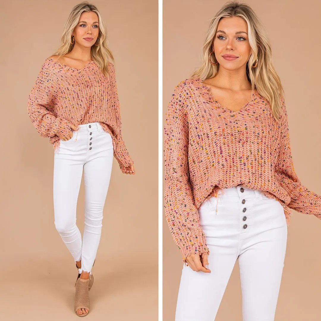 As You Requested Mauve Pink Confetti Sweater