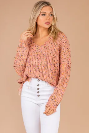 As You Requested Mauve Pink Confetti Sweater