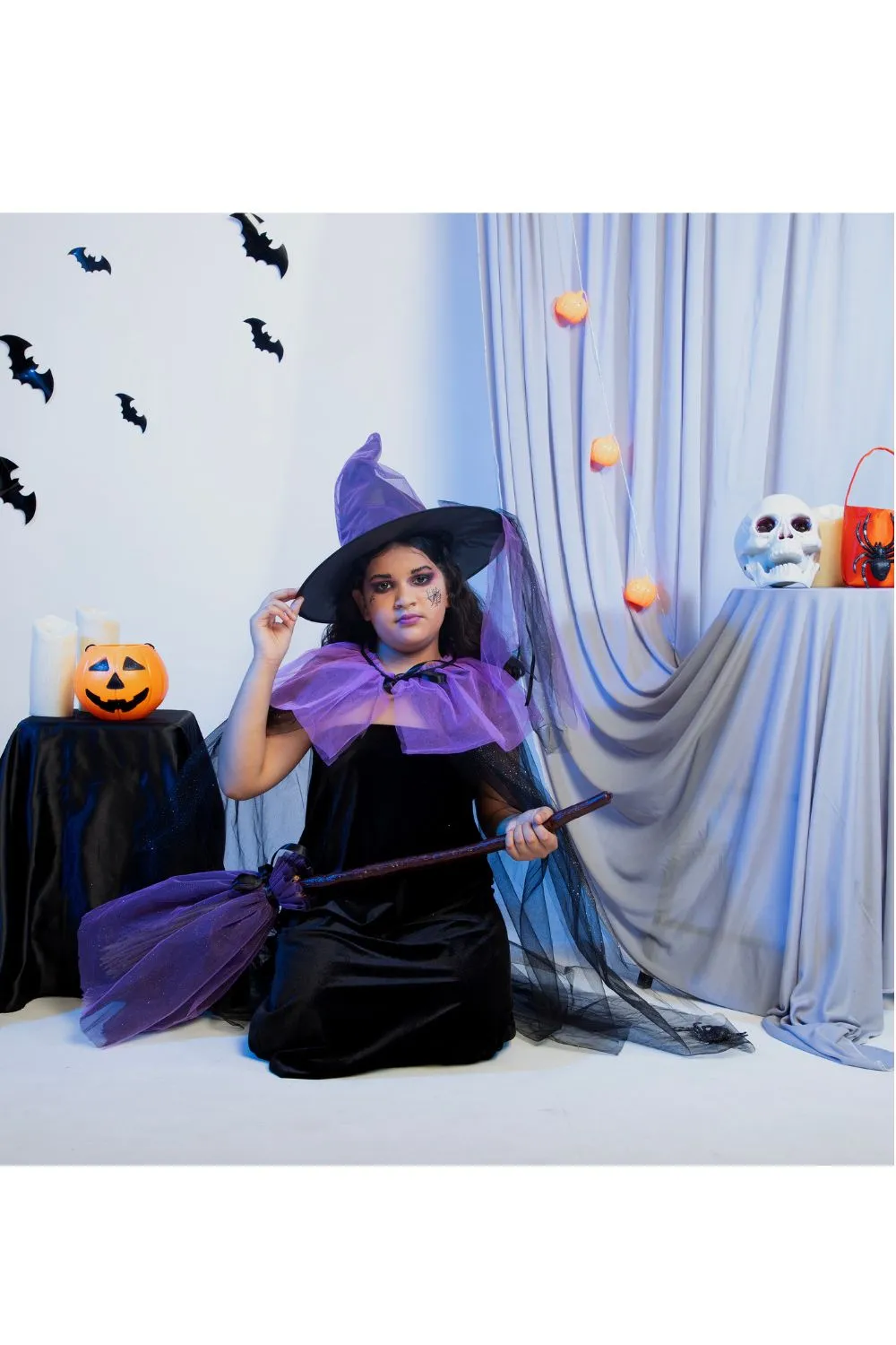 Black And Purple Halloween Witch Theme Set Of 3