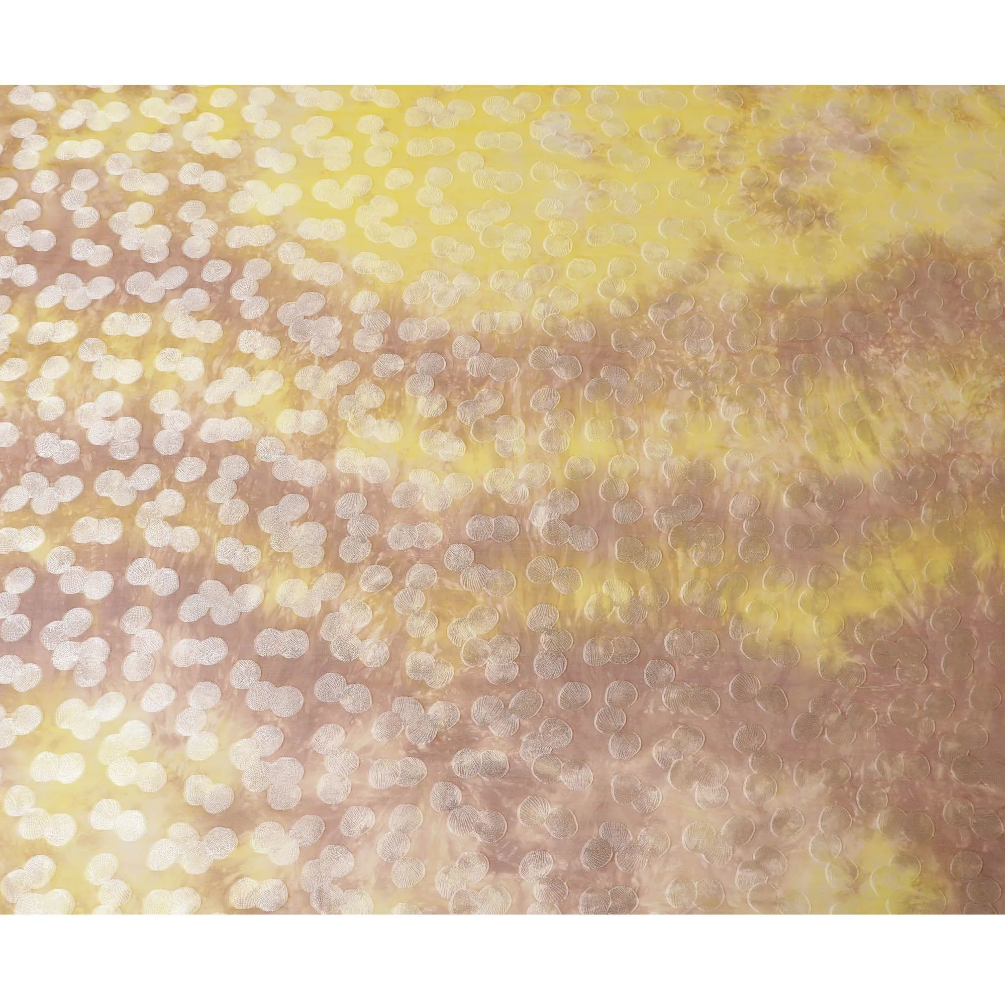Brown premium pure silk chiffon fabric with multicolor print having silver viscose in dot design-D13114