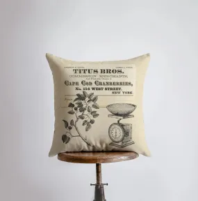 Cape Cod | Cape Cod Home Decor | Cranberries | Pillow Cover | Vintage | Farmhouse Decor | Home Decor | Throw Pillow | Room Decor | Gift