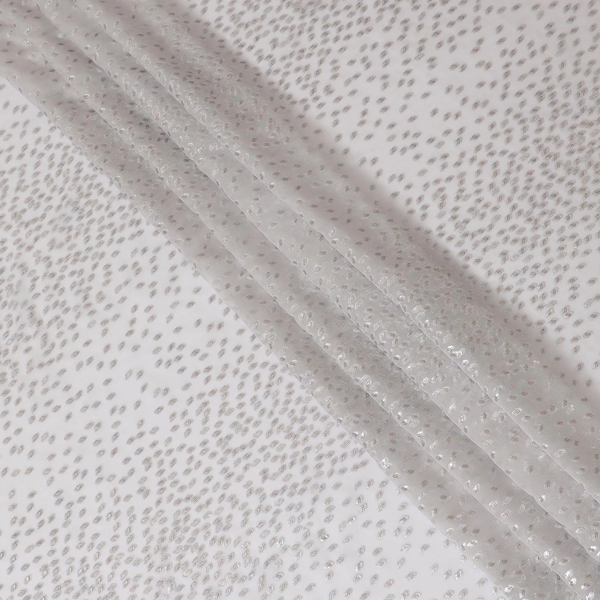 Cloud grey Premium pure silk chiffon fabric with multicolor metallic lurex in fancy design-D13144