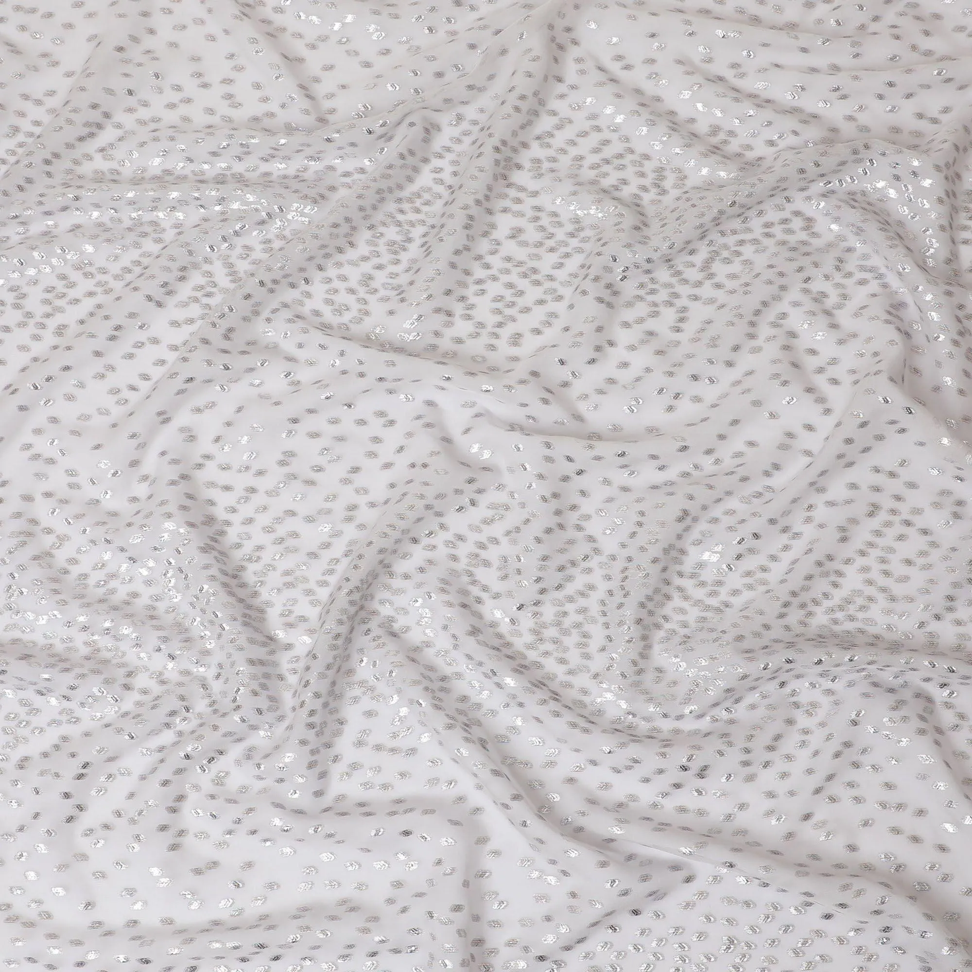 Cloud grey Premium pure silk chiffon fabric with multicolor metallic lurex in fancy design-D13144