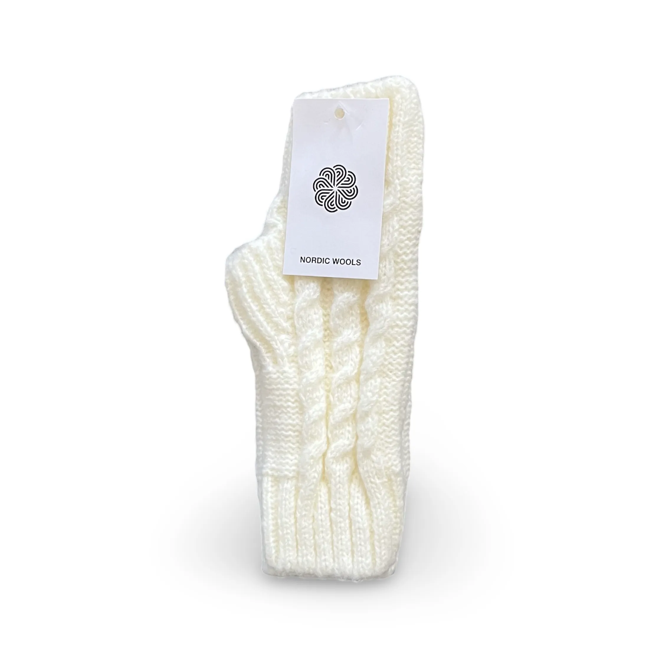 Cozy Fingerless Gloves Cable Knit Arm Warmers - Creme - Womens