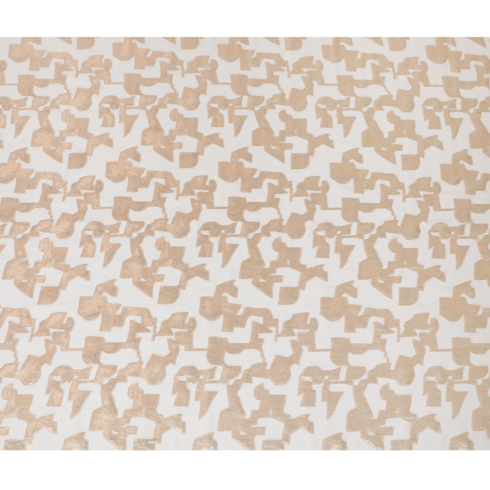 Cream Premium pure silk chiffon fabric with gold metallic lurex in abstract design-D17231