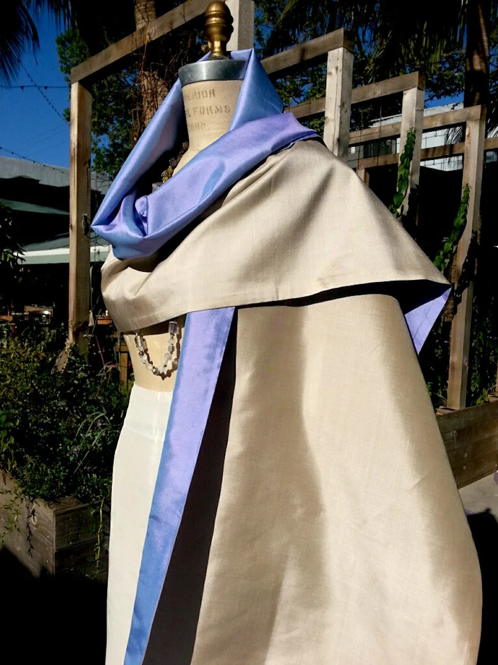 Double Sided Evening Shawl Periwinkle Sand