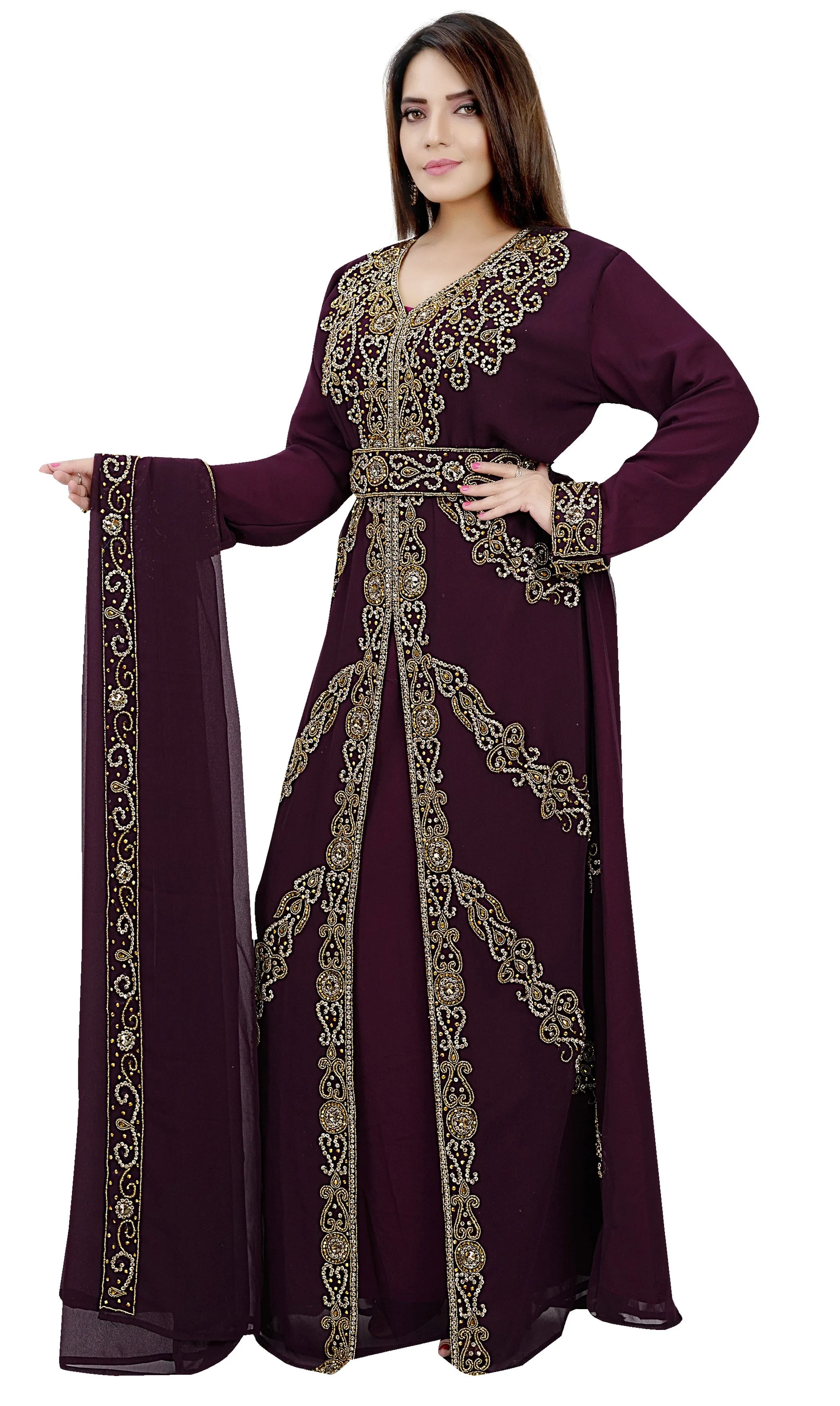 Embroidered Jellabiya Kaftan Gown