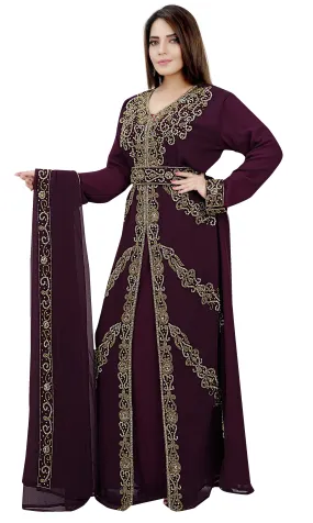 Embroidered Jellabiya Kaftan Gown