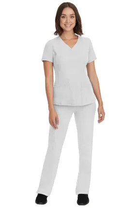 HH Works Women's Scrub Set Monica Top & Tall Rebecca Pant | White