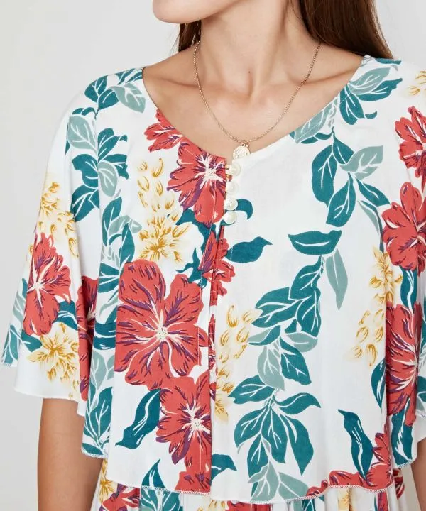 Hibiscus Camisole Dress and Cape Set