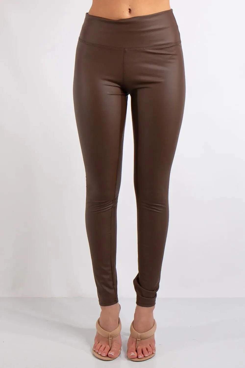 High Waist Sleek PU  Leather Look  Leggings