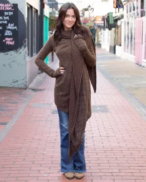 Lace Scarf Cardigan Brown