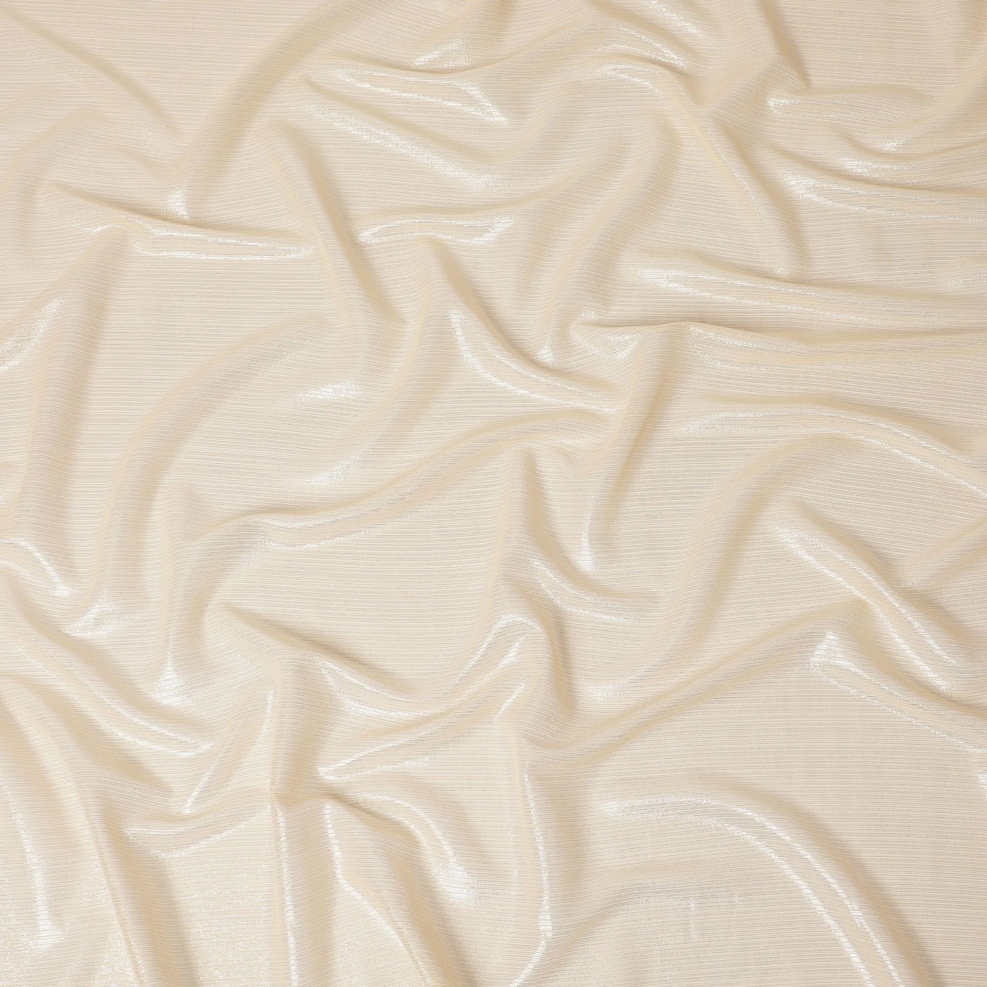 Light gold premium pure chiffon fabric with metallic lurex in stripe design-D15685