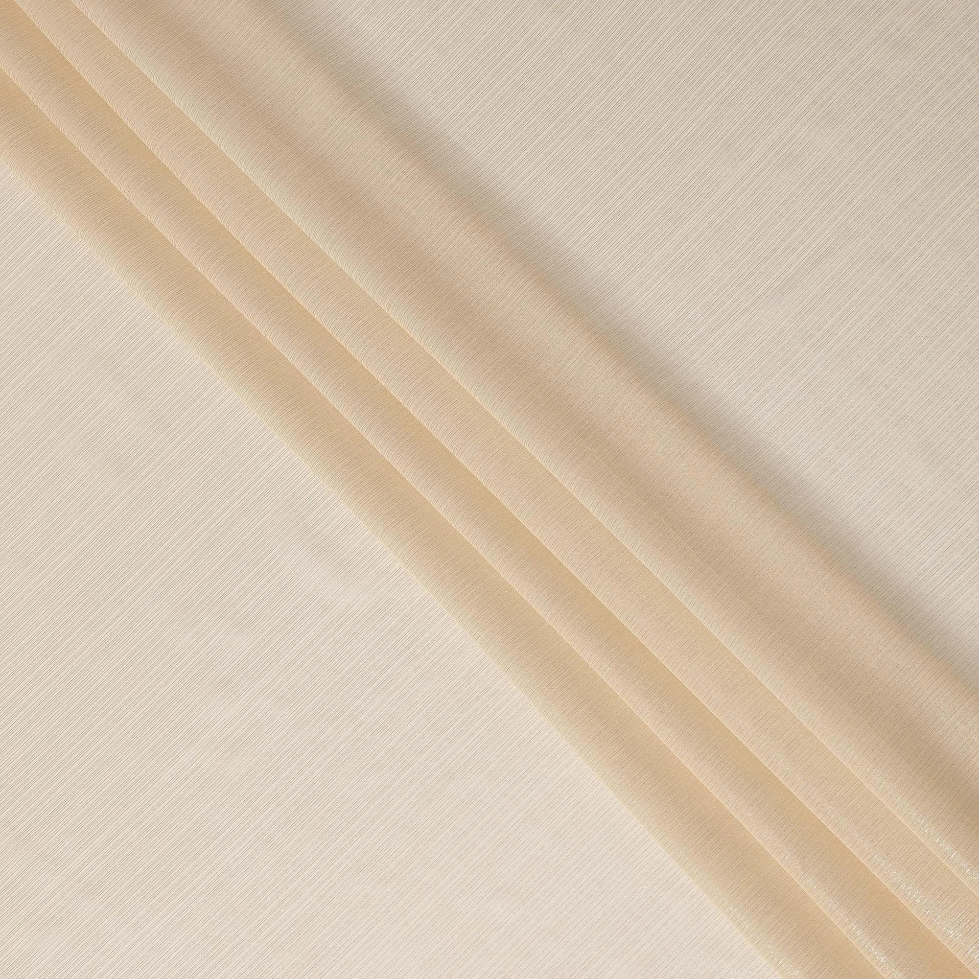Light gold premium pure chiffon fabric with metallic lurex in stripe design-D15685