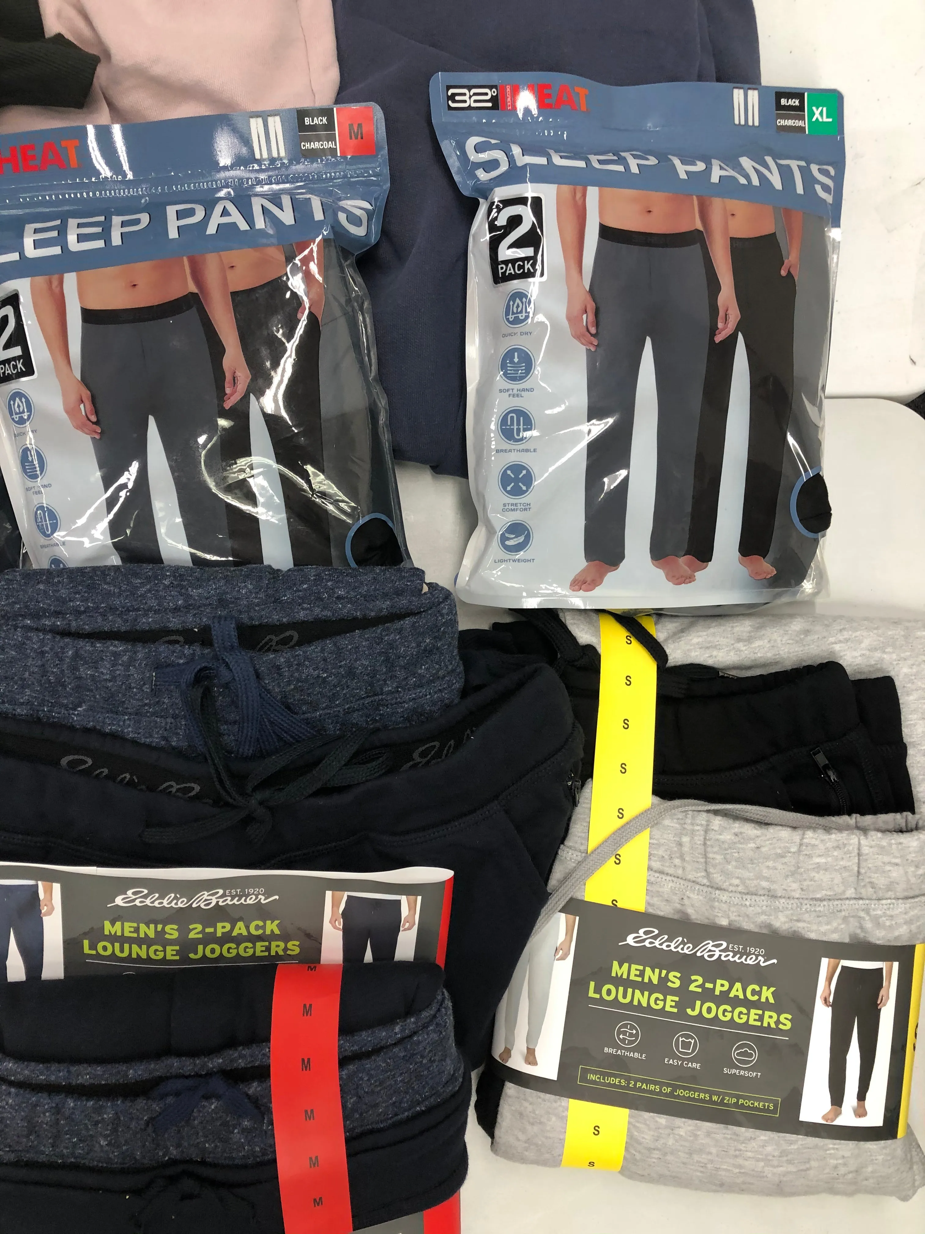 Men's Clothing Pants, Joggers and more Wholesale Lot, EDDIE BAUER, ORVIS, BAR III, AMERICAN APPAREL, STEVE MADDEN, and more, 13 items, Shelf Pulls, MSRP $692