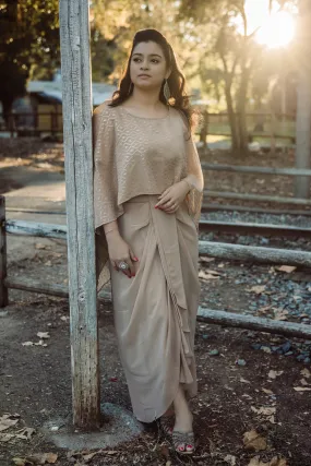 Poly Georgette Cape Top with Flared Skirt