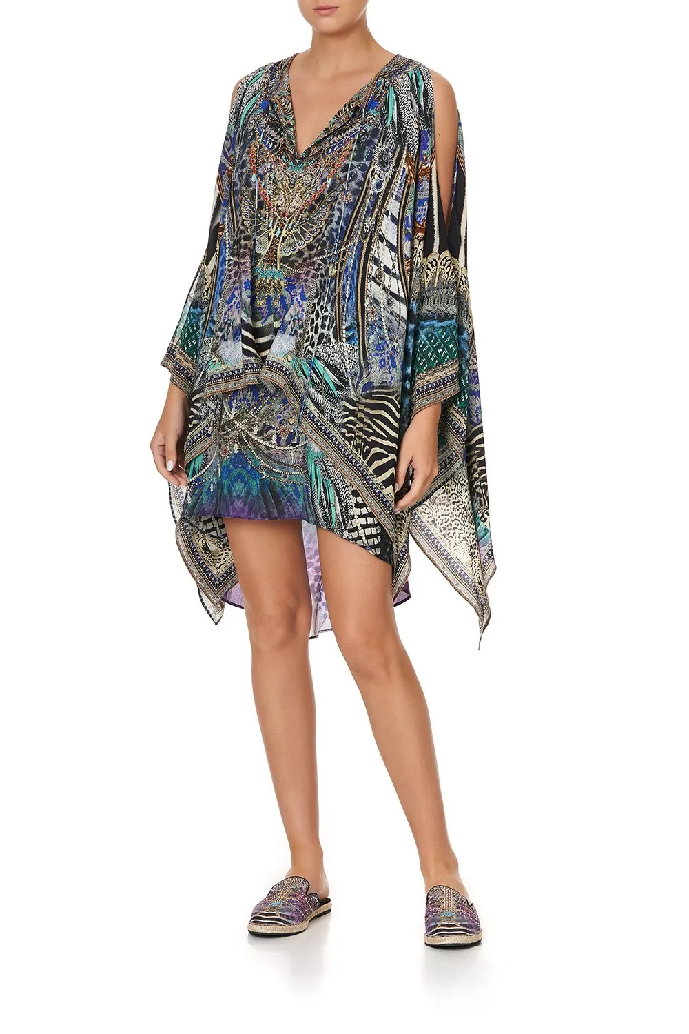 SHEER LAYERED DRESS WITH SPLIT ANIMAL ARMY