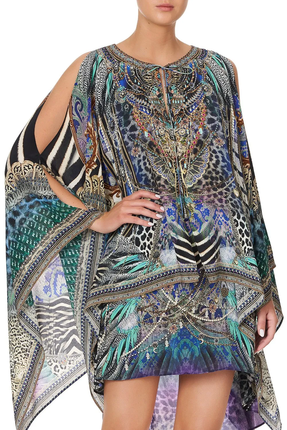 SHEER LAYERED DRESS WITH SPLIT ANIMAL ARMY