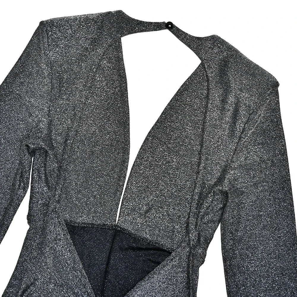 Sparkly Evening Jumpsuit Plunging Neckline Pantsuits