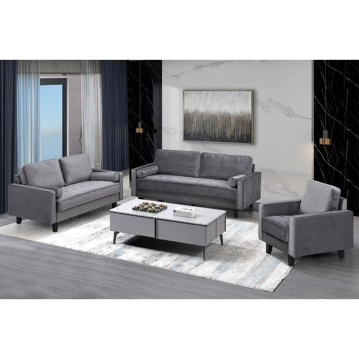 Toulouse Collection Chair Charcoal Velvet