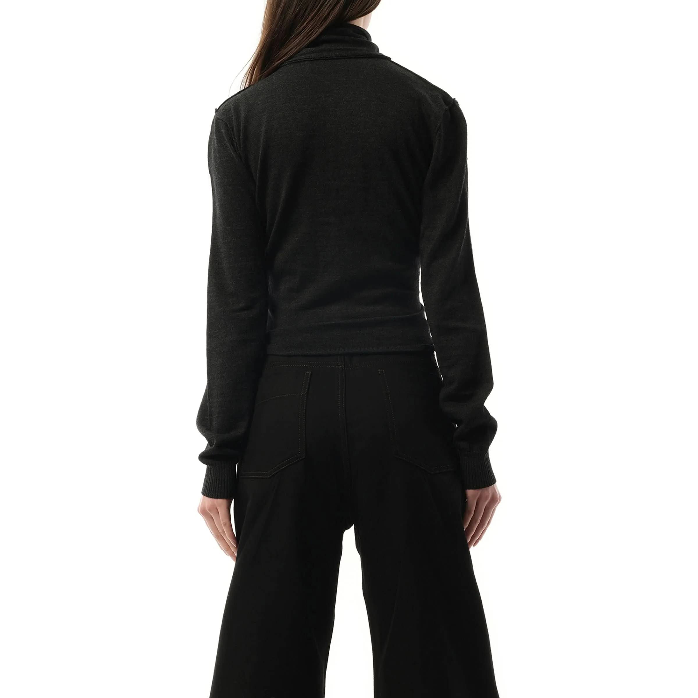 Twisted Cardigan with Scarf in Anthracite