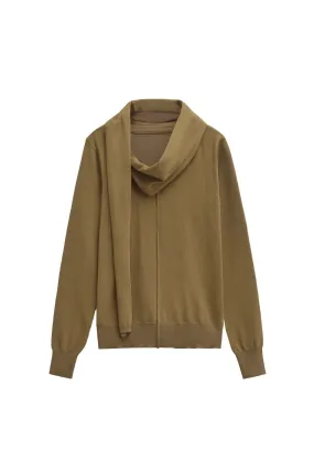 'Zoe' Cable Knit Sweater with Scarf Detail